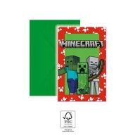 Minecraft Green Party-Einladung 6 Stk FSC