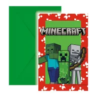 Minecraft Green Party-Einladung 6 Stk FSC