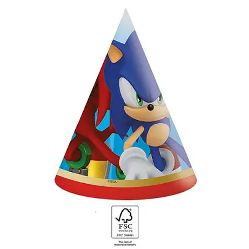 Sonic the Hedgehog Sega Sonic the Hedgehog Partyhut, Kegel 6 Stk FSC
