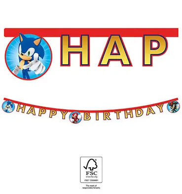 Sonic the Hedgehog Sega Sonic the Hedgehog Happy Birthday Banner FSC 2 m