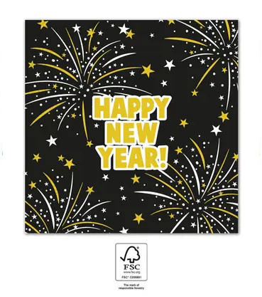 Happy New Year Flares Serviette (20 Stücke) 33x33 cm