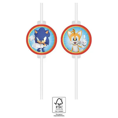 Sonic the Hedgehog Sega Papierstrohhalm, 4 Stück Set FSC