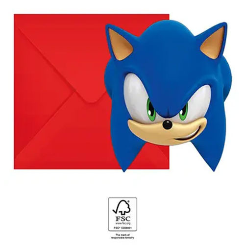 Sonic der Igel Sega Party Einladung 6 Stück FSC