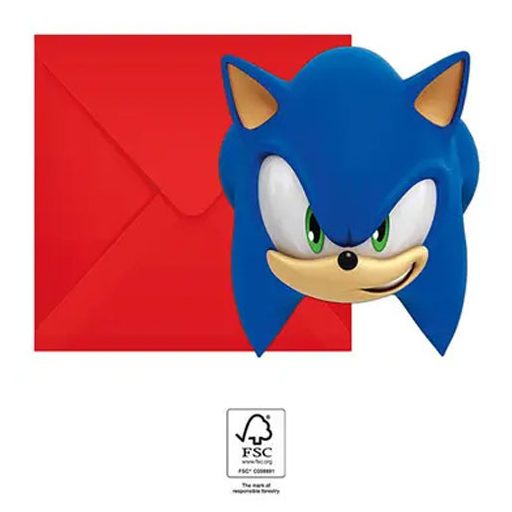 Sonic the Hedgehog Sega Sonic the Hedgehog Party-Einladung 6 Stk FSC