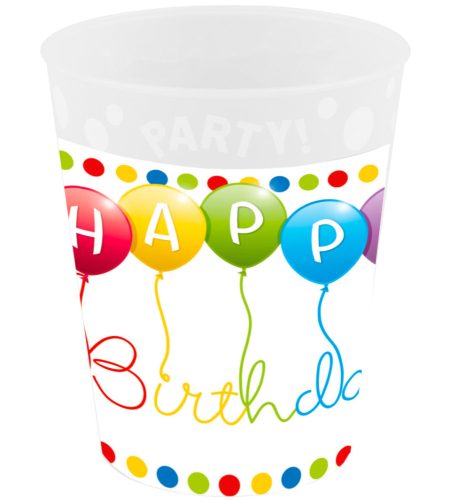 Geburtstag Streamers Happy Birthday Mikro Premium Plastikbecher 250 ml