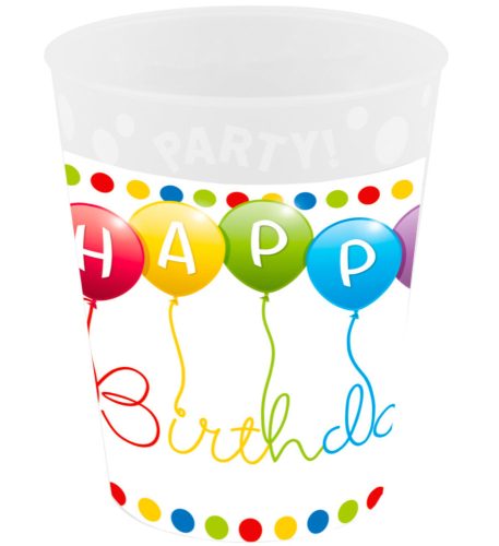 Happy Birthday Streamers Mikro-Premium Becher aus Kunststoff 250 ml