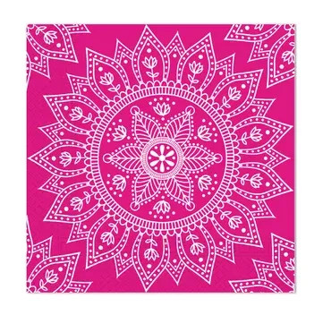 Mandala Fuchsia White Serviette (20 Stücke) 33x33 cm