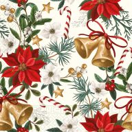 Weihnachten Bells with Flowers Servietten 20er Pack 33x33 cm
