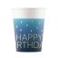 Geburtstag Golden Blue Happy Birthday Papierbecher, 8 Stück, 200 ml, FSC