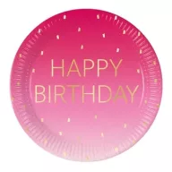   Geburtstag Golden Pink Happy Birthday Pappteller 8 Stk 23 cm FSC