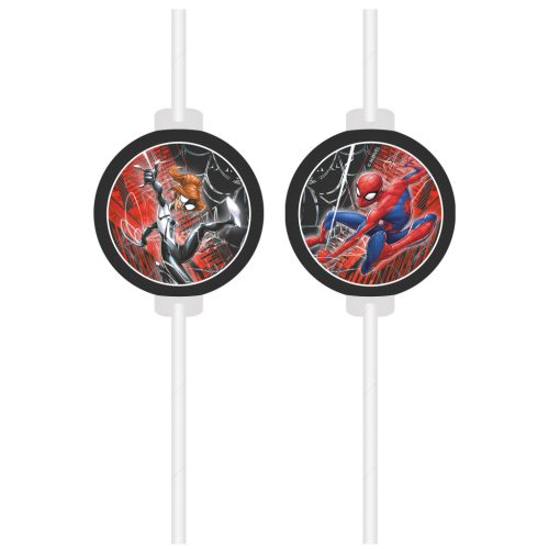 Spiderman World of Webs Papierhalm, 4-teiliges Set FSC