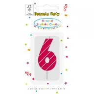 Farbe Pink Pattern Tortenkerze Nummer 6