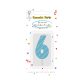 Farbe Light Blue Nummer 6 Geburtstagskerze