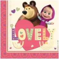   Mascha und der Bär Sweet Heart Serviette 20 Stk. 33x33 cm FSC