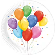 Farbe Colored Papier-Teller mit Ballons, 8 Stück, 23 cm