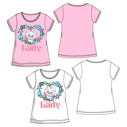 Disney Marie Kätzchen Lady Kinder Kurzärmliges T-Shirt, Oberteil 3-6 Jahre