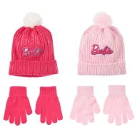 Barbie Pink Paillettenkinderhut + Handschuh-Set 52-54 cm