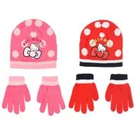   Hello Kitty Cute Dots Kinder Mütze + Handschuh Set 52–54 cm
