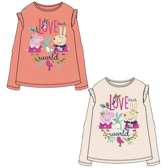 Peppa Wutz Love Kinder Langärmliges T-Shirt, Oberteil 3-6 Jahre