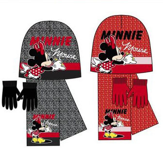 Disney Minnie Kinder Mütze + Schal + Handschuhe Set