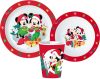 Disney Minnie  and Mickey Weihnachtsgeschirrset, Mikro-Kunststoff-Set, mit Becher 260 ml