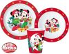 Disney Minnie  and Mickey Weihnachtsgeschirrset, Mikro-Kunststoff-Set, mit Becher 260 ml