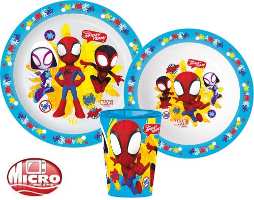 Spiderman Essgeschirr, Micro Plastikset, mit Becher 260 ml