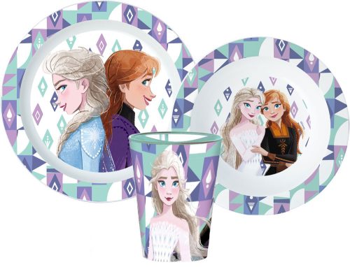 Disney Eiskönigin Ice Magic Geschirrset, Mikrokunststoffset mit 260 ml Glas