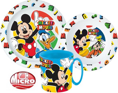 Disney Mickey  Geschirrset, Mikroplastikset mit 350 ml Becher
