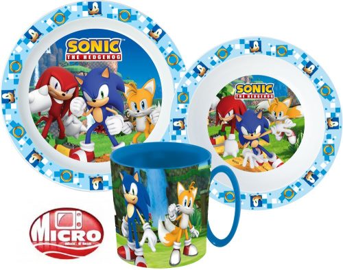 Sonic the Hedgehog Geschirrset, Mikroplastik-Set mit 350 ml Tasse
