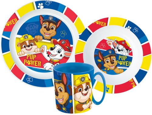 Paw Patrol Pup Power Geschirrset, Mikrokunststoff-Set mit Tasse 350 ml
