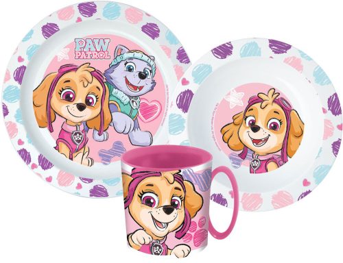 Paw Patrol Sketch Geschirrset, Mikrokunststoff-Set mit 350 ml Becher