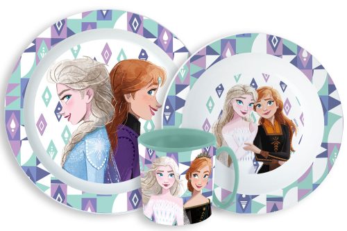 Disney Eiskönigin Ice Magic Geschirrset, Mikrowellen-Kunststoffset mit 350 ml Tasse
