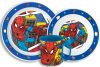 Spiderman Grid Geschirrset, Mikrokunststoff-Set mit Becher 350 ml