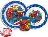 Spiderman Grid Geschirrset, Mikrokunststoff-Set mit Becher 350 ml