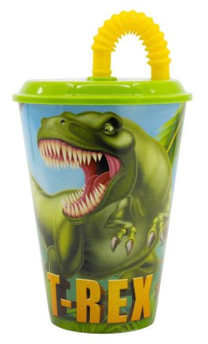 Dinosaurier T-Rex Strohhalm Glas, Kunststoff 430 ml