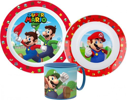 Super Mario Essgeschirr, Mikro-Kunststoffset mit Becher 265 ml