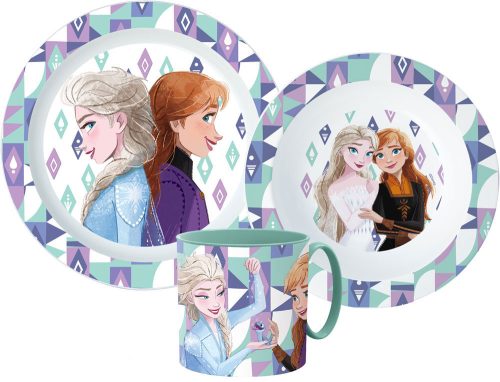 Disney Eiskönigin Ice Magic Geschirrset, Mikroplastik-Set mit einem 265 ml Becher