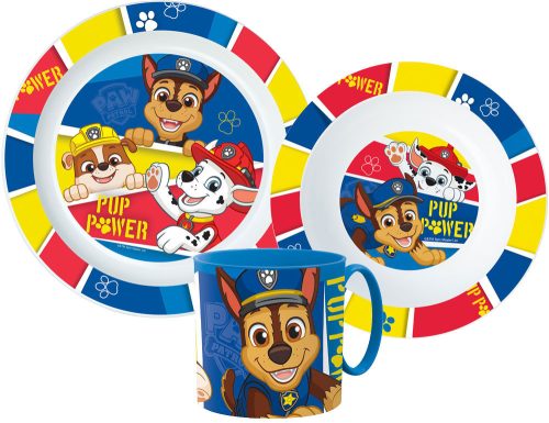 Paw Patrol Pup Power Geschirrset, Mikrokunststoff-Set mit Tasse 265 ml