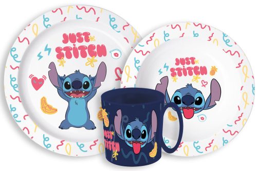 Disney Lilo und Stitch Palms Disney Lilo & Stitch Geschirrset, Mikrowellengeeignetes Plastikset mit 265 ml Tasse