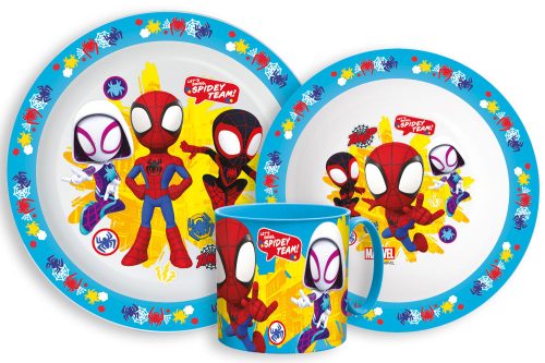 Spiderman Spidey Essgeschirr, micro Plastikset mit Tasse 265 ml