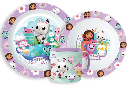 Gabby's Dollhouse Essgeschirr, Mikroplastik-Set mit Becher 265 ml