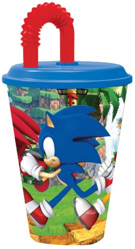 Sonic the Hedgehog Speedy Trinkbecher mit Strohhalm, Kunststoff 430 ml