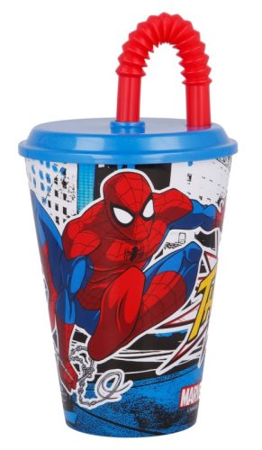 Spiderman Web-Jump Strohhalm Glas, Kunststoff 430 ml