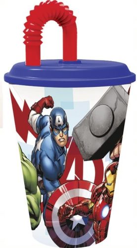 Avengers Heroic Squad Strohhalm Glas, Kunststoff 430 ml