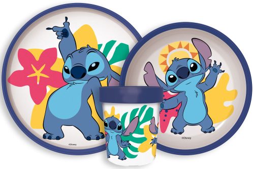 Disney Lilo und Stitch Palms Disney Lilo & Stitch Rutschfestes Geschirrset, Mikrowellengeeignetes Plastik
