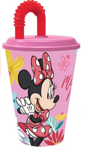 Disney Minnie Spring Strohhalm Glas, Kunststoff 430 ml