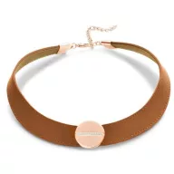 Victoria Weißer Stein Rosegold Lederhalskette