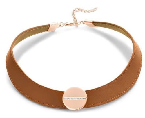 Victoria Weißer Stein Rosegold Lederhalskette