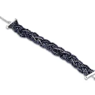 Victoria Dunkelblaue Perlen Silberfarbiges Armband